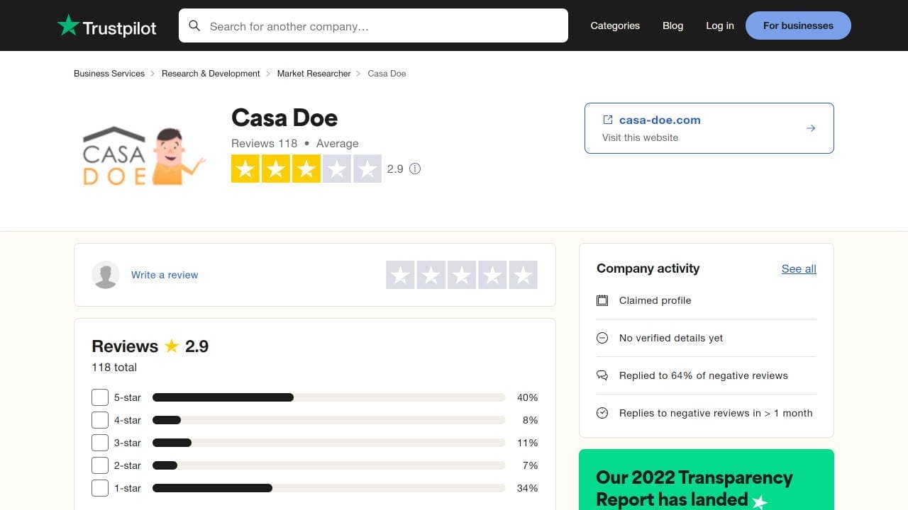Quelle: Trustpilot (https://www.trustpilot.com/review/casa-doe.com)